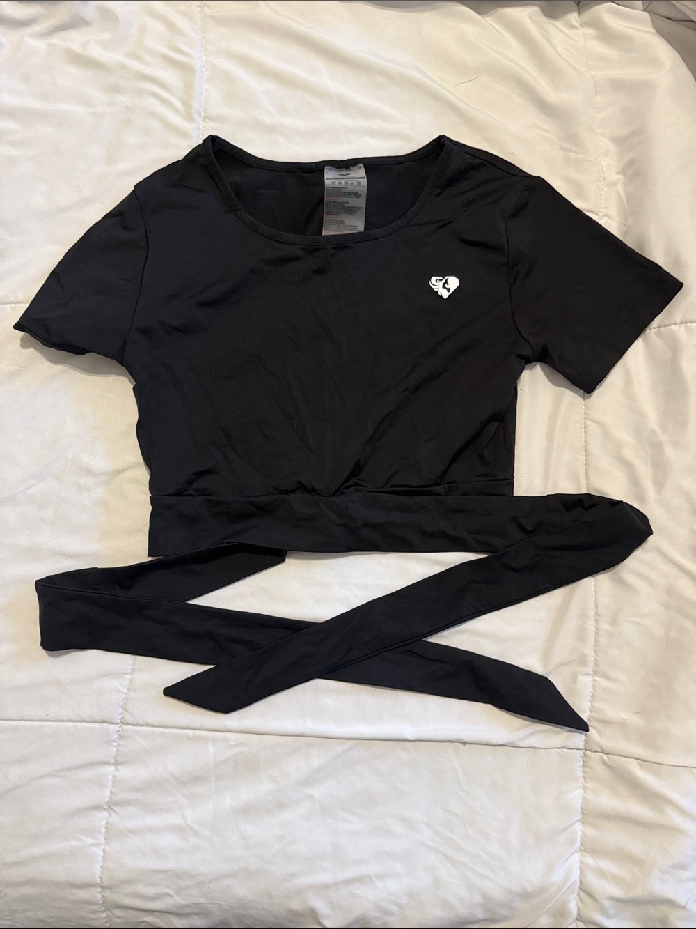 Black Women's Best Wrap Crop Top with Short Sleeves